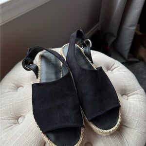 Vince Black Suede Espadrille Sandals